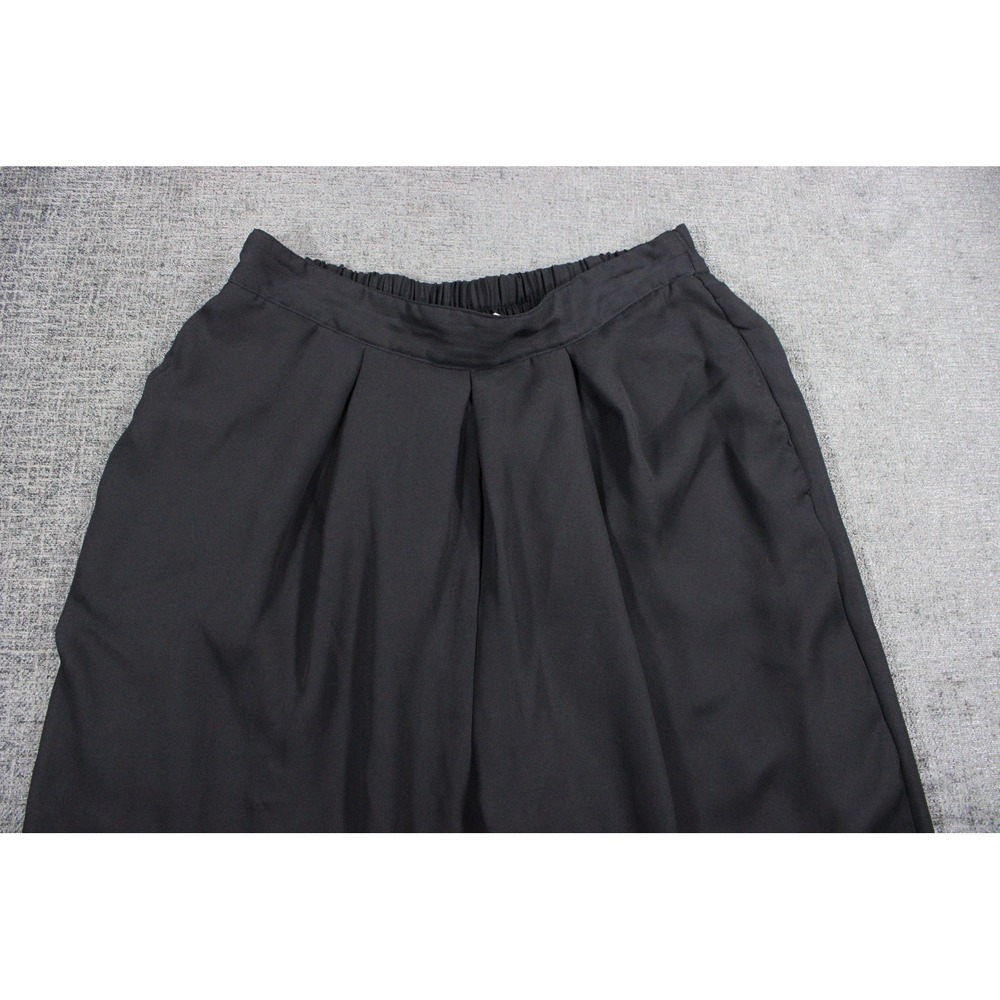 Danielle B Womens Black Wide Leg Pleated Trousers Elastic Waist Size 14 28112
